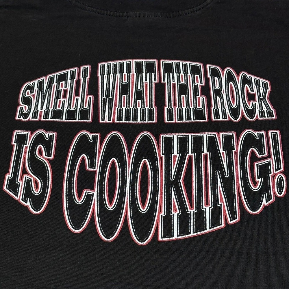 Vintage 1990s WWF Smell What The Rock‎ Is Cooking Wrestling T-Shirt Size XL - Picture 8 of 11